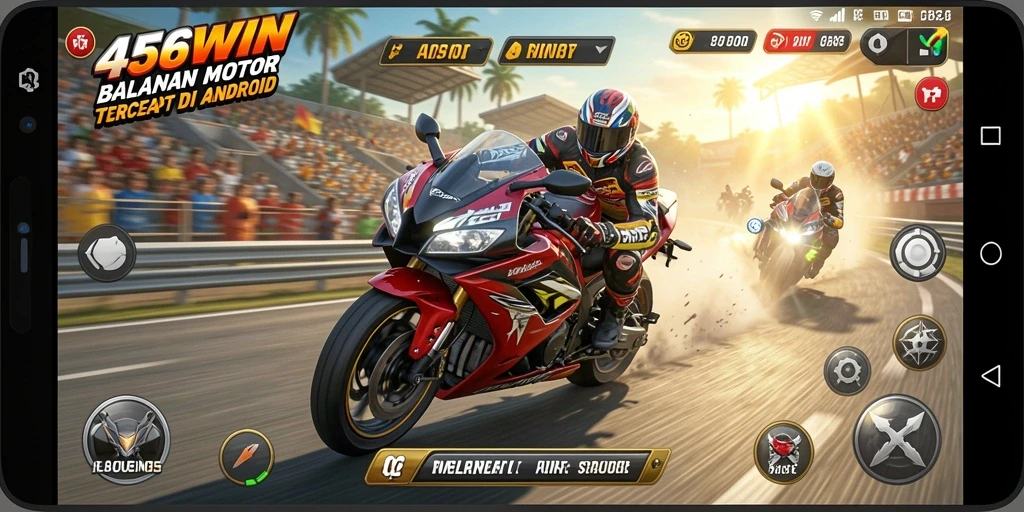Tampilan gameplay menegangkan dalam balapan motor 456WIN.