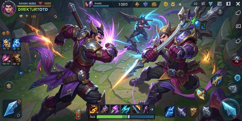 Tangkapan layar gameplay sengit di arena MOBA.