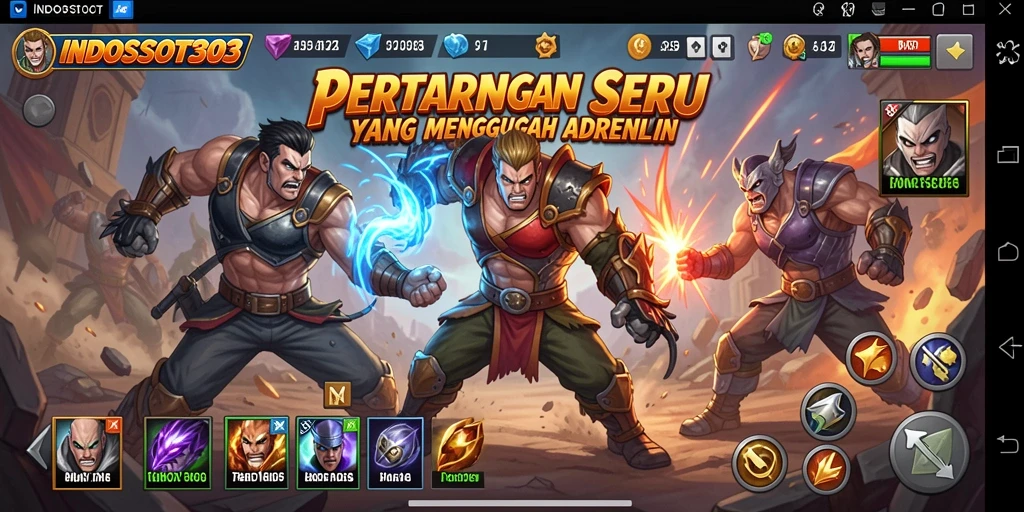 Tampilan gameplay seru di <strong>INDOSLOT303</strong> dengan pertarungan yang intens.