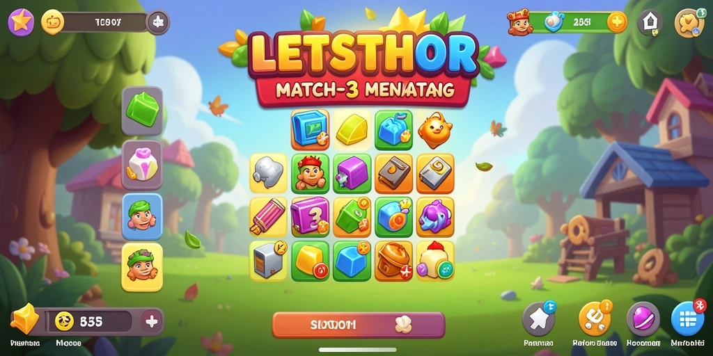 Screenshot LETSTHOR menampilkan aksi seru dalam permainan Match-3.