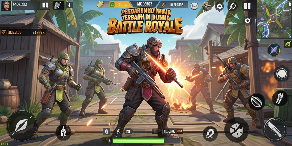Tampilan aksi mendebarkan dalam gameplay Battle Royale MODE303.